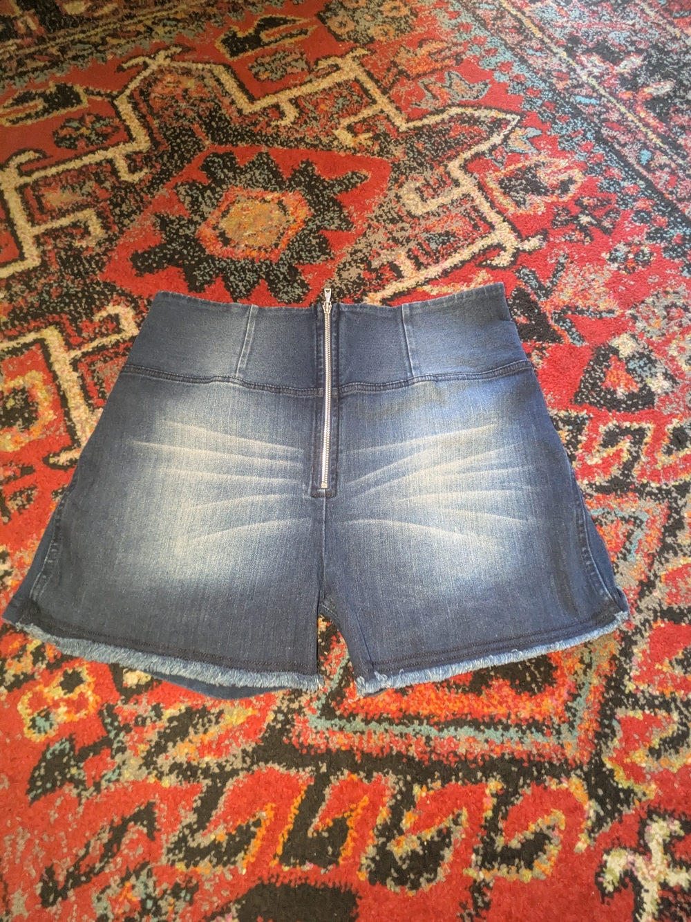 Freddy Washed Blue High-Rise Zip-Front Denim Shorts